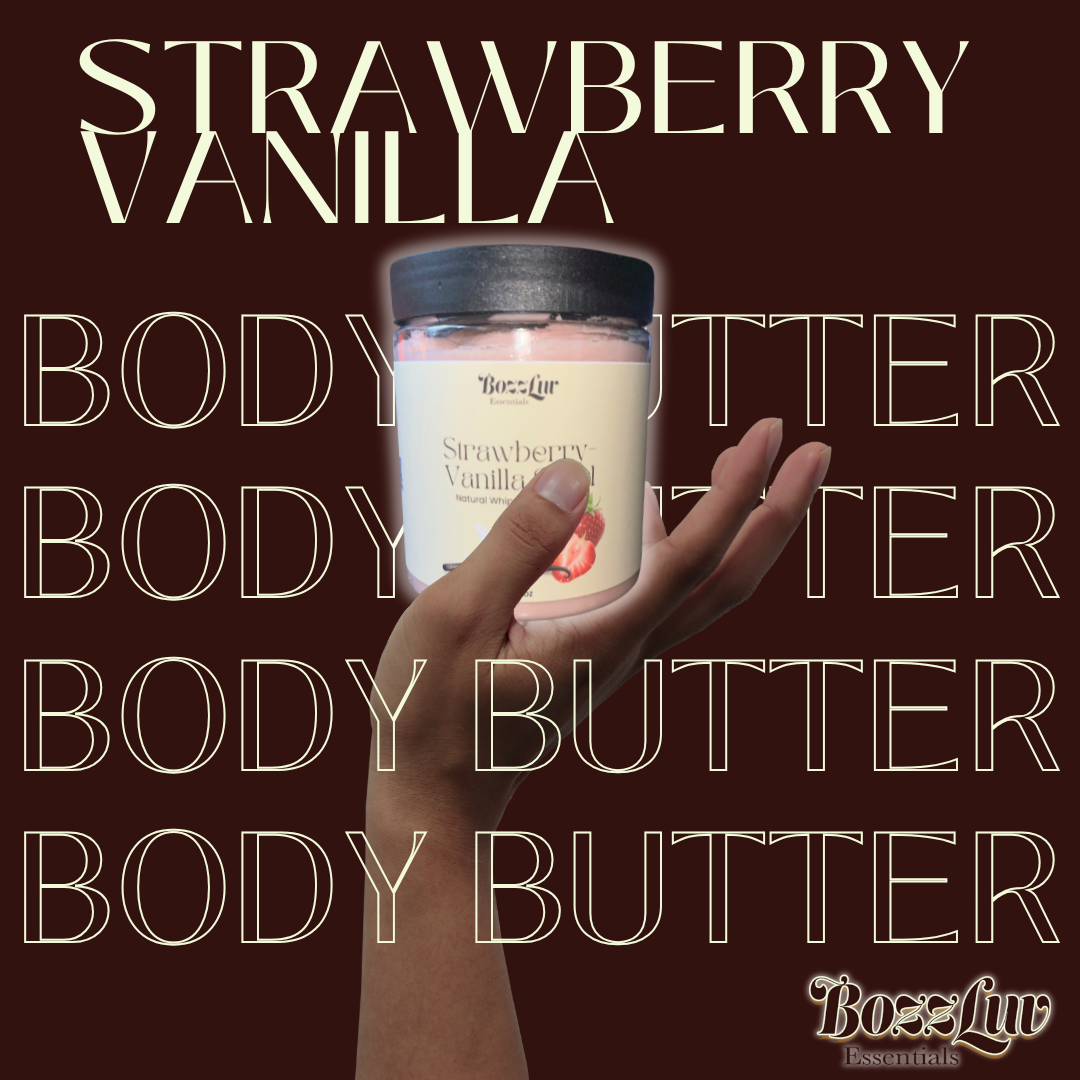 Strawberry Vanilla Swirl Whipped Body Butter – Luxuriously Moisturizing, Handmade, Natural Skincare