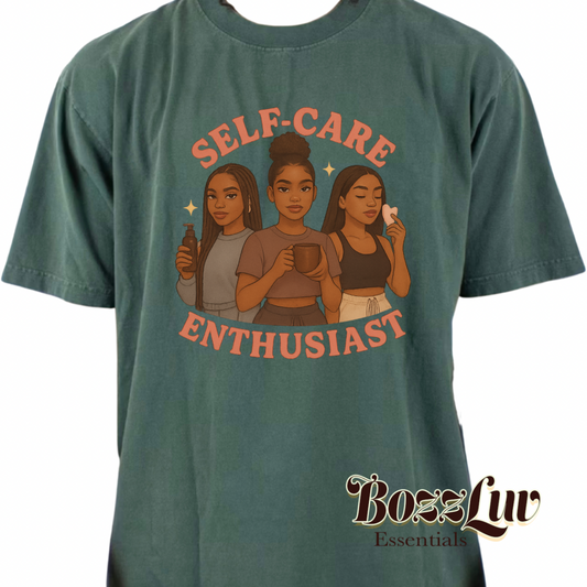 Self-Care Enthusiast oversized vintage tee by BozzLuv Essentials.