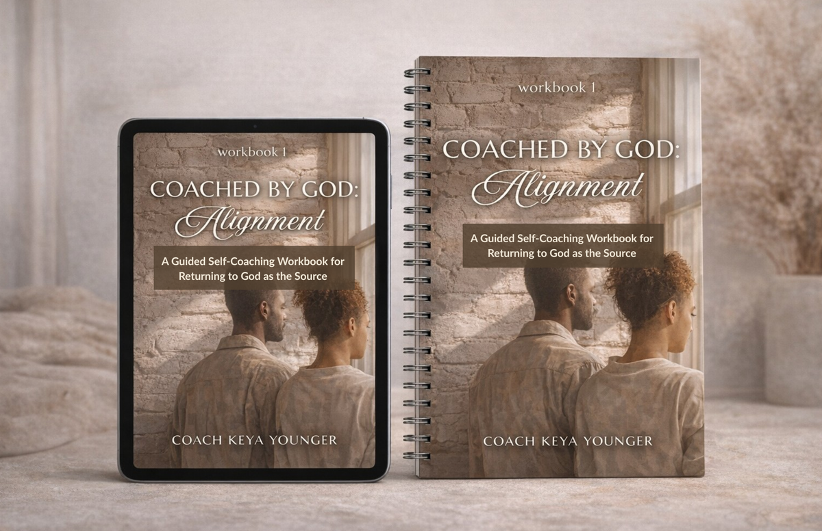 Coached by God: Alignment guided faith-based self-coaching workbook by BozzLuv Glow Up Coaching.