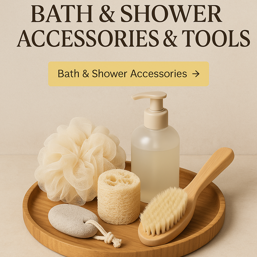 Bath and shower accessories and tools