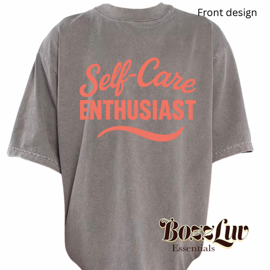 BozzLuv Essentials “Self-Care Enthusiast” Oversized Vintage Tee (Original Illustrated Design)