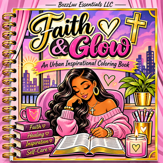 Faith & Glow | Christian Coloring & Reflection Book for Women – 8×8 Spiral Bound | 30+ Pages HANDMADE