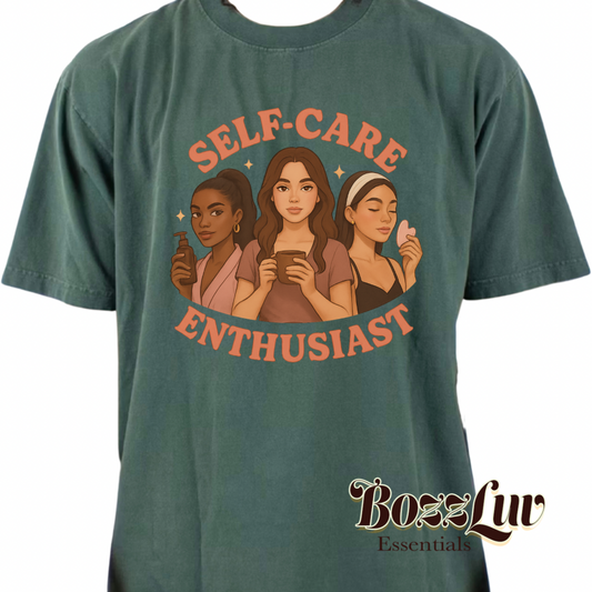 BozzLuv Essentials “Self-Care Enthusiast” Oversized Vintage Tee (Original Illustrated Design)