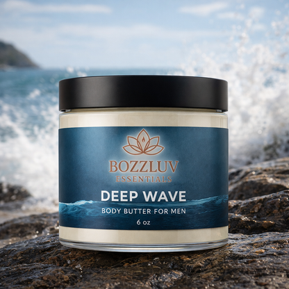 Deep Wave Body Butter for Men | Long-Lasting Moisture | Fresh Aquatic Scent | 6 oz
