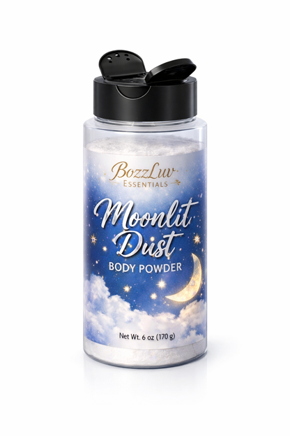 Moonlit Dust body powder 6 oz talc-free powder with dual sprinkle and pour lid