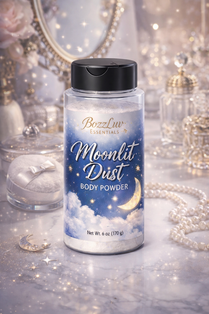 Talc-free body dusting powder with sprinkle and pour lid for easy application