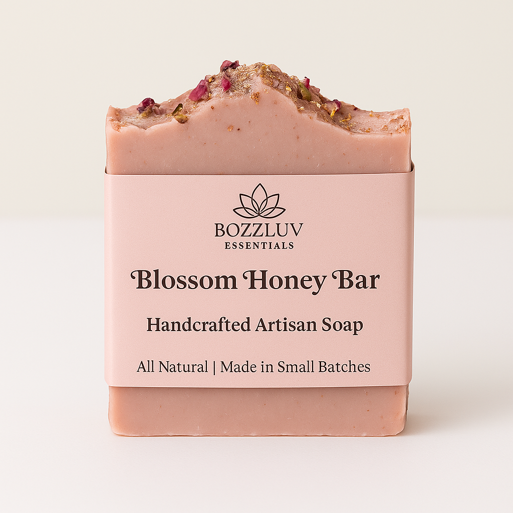 BozzLuv Blossom & Honey moisturizing artisan soap bar.