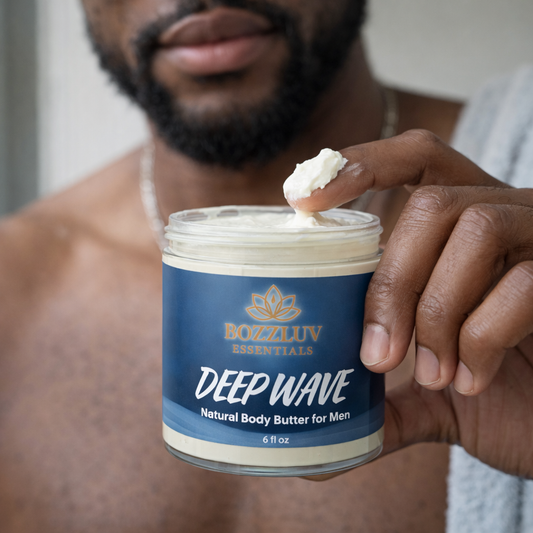Deep Wave body butter for men with long-lasting moisture and a fresh aquatic scent.