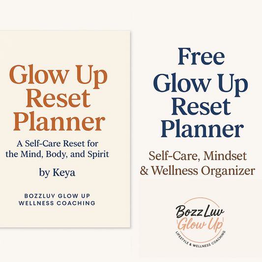 Free Glow Up Reset Planner digital download for self-care, mindset, and wellness planning.
