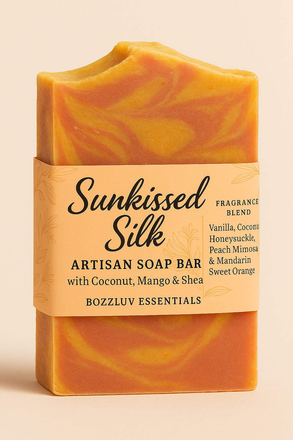 Sunkissed Silk rose and gold swirl artisan soap product image.